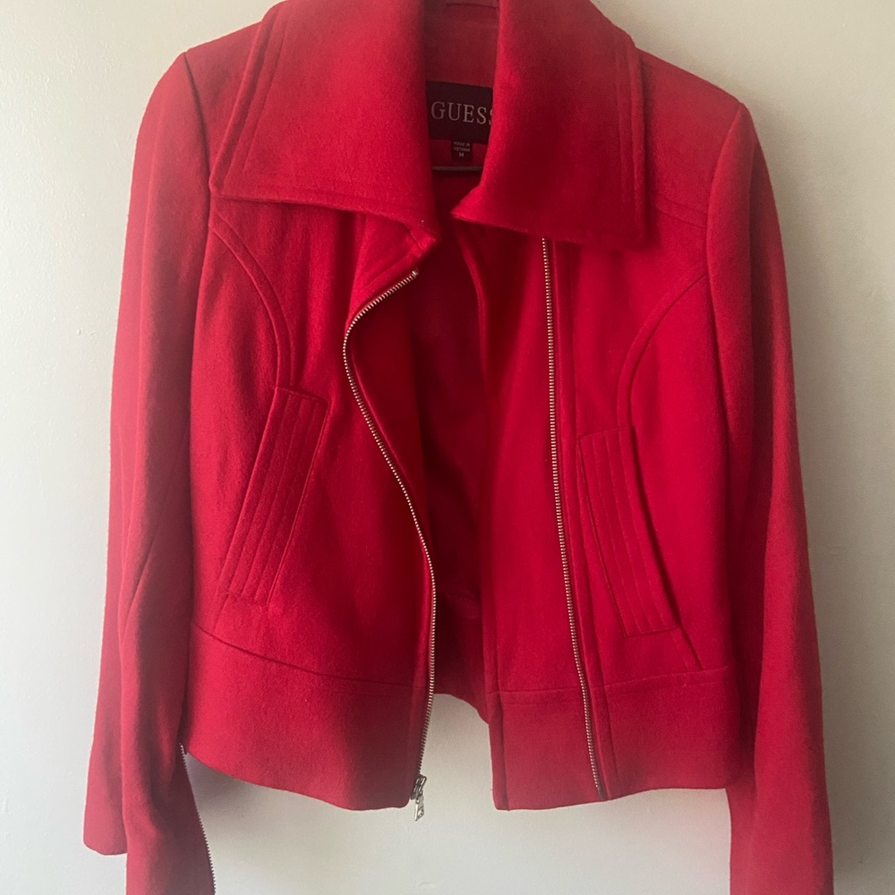 GUESS Bold Red Bomber Jacket